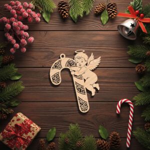 Angel Ornament Laser File, Candy Cane Holiday Decor,