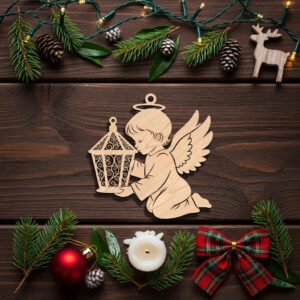 Angel Ornament Laser File, Christmas Angel Lantern Silhouette,