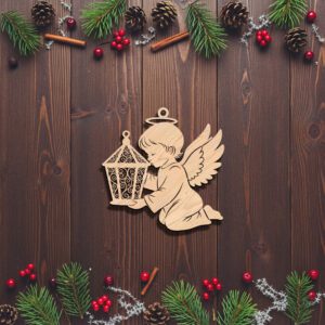 Angel Ornament Laser File, Christmas Angel Lantern Silhouette,