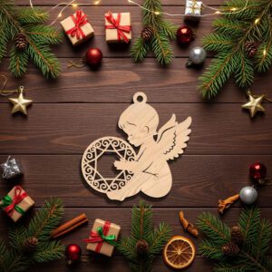 Angel Ornament Laser File, Christmas Angel Silhouette, Holiday