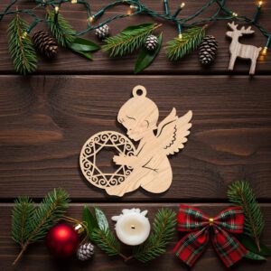 Angel Ornament Laser File, Christmas Angel Silhouette, Holiday