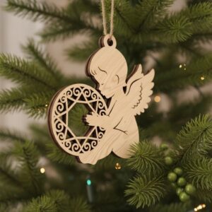 Angel Ornament Laser File, Christmas Angel Silhouette, Holiday
