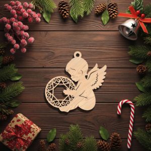 Angel Ornament Laser File, Christmas Angel Silhouette, Holiday