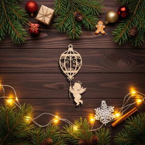 Angel Ornament Laser File, Christmas Angel with Birdcage,