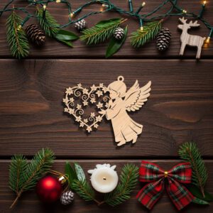 Angel Ornament Laser File, Christmas Angel with Leaf