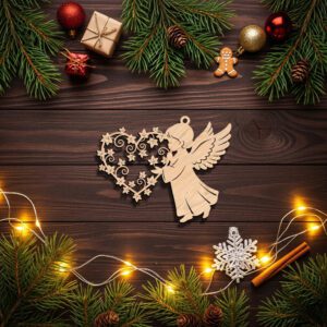 Angel Ornament Laser File, Christmas Angel with Leaf