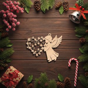 Angel Ornament Laser File, Christmas Angel with Leaf