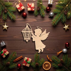 Angel Ornament Laser File, Christmas Lantern Angel Silhouette