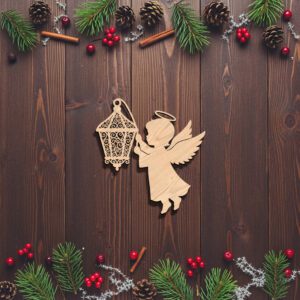 Angel Ornament Laser File, Christmas Lantern Angel Silhouette