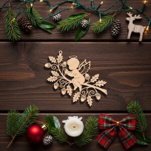 Angel Ornament Laser File, Christmas Memorial Oak Branch
