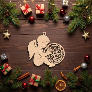 Angel Ornament Laser File, Christmas Memorial Silhouette, Wood