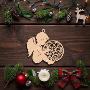 Angel Ornament Laser File, Christmas Memorial Silhouette, Wood