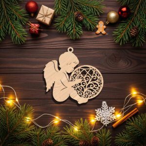 Angel Ornament Laser File, Christmas Memorial Silhouette, Wood