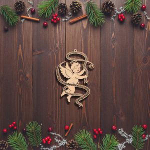Angel Ornament Laser File, Christmas Ribbon Silhouette Art