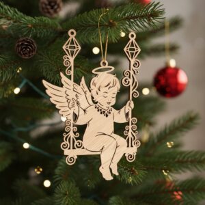 Angel Ornament Laser File, Memorial Angel on Swing