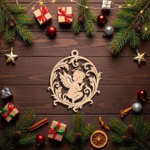 Angel Ornament Laser File, Ornate Christmas Silhouette, CNC