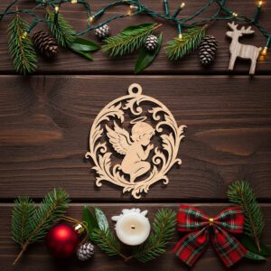 Angel Ornament Laser File, Ornate Christmas Silhouette, CNC
