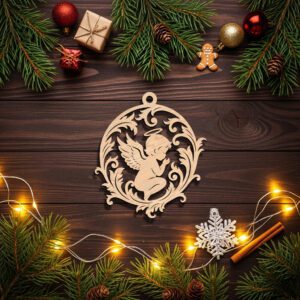 Angel Ornament Laser File, Ornate Christmas Silhouette, CNC