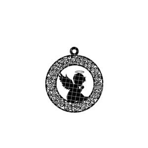 Angel Ornament Laser File, Ornate Frame Angel Silhouette