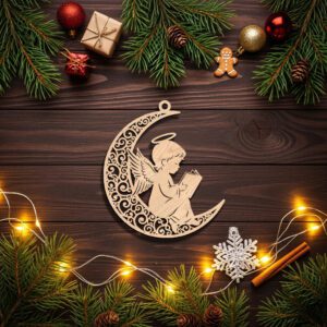 Angel Ornament Laser File, Reading Angel on Ornate