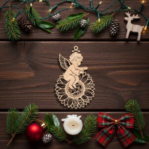 Angel Ornament Laser File, Sunflower Design for CNC,