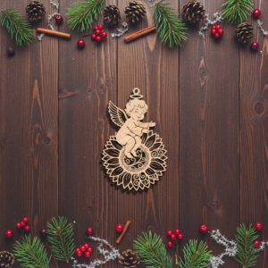 Angel Ornament Laser File, Sunflower Design for CNC,