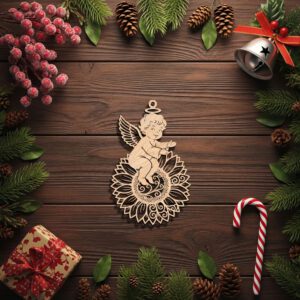 Angel Ornament Laser File, Sunflower Design for CNC,