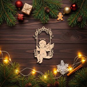 Angel Ornament Laser File, Swinging Angel on Ornate