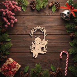 Angel Ornament Laser File, Swinging Angel on Ornate