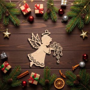 Angel Ornament Silhouette, Christmas Angel Digital File for