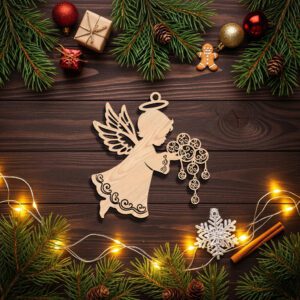 Angel Ornament Silhouette, Christmas Angel Digital File for
