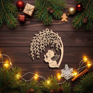 Angel Ornament Weeping Willow Tree Memorial Christmas Decor,