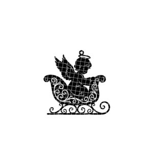 Angel Sleigh Ornament, Christmas Silhouette Design, Laser Engraved