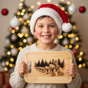 Charcuterie Board Engraving File, Christmas Polar Bear Parade,