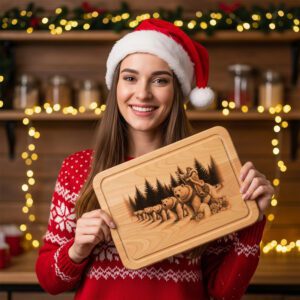 Charcuterie Board Engraving File, Christmas Polar Bear Parade,