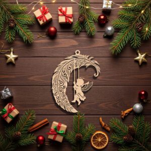 Christmas Angel Feather Ornament, Memorial Art Digital File