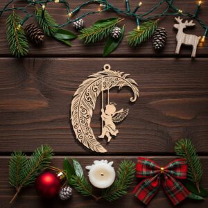 Christmas Angel Feather Ornament, Memorial Art Digital File