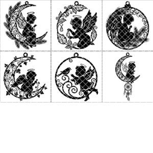 Christmas Angel Ornament Bundle, Laser File with 6