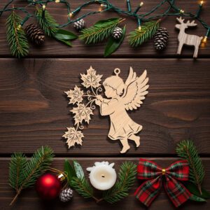 Christmas Angel Ornament Digital File, Maple Leaf Holiday