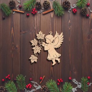 Christmas Angel Ornament Digital File, Maple Leaf Holiday