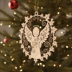 Christmas Angel Ornament Laser File, Black Angel Silhouette