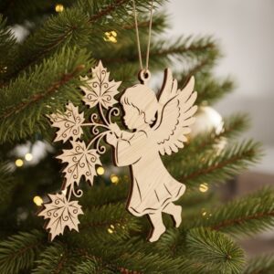 Christmas Angel Ornament Laser File Bundle, 6 Holiday