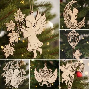 Christmas Angel Ornament Laser File Bundle, 6 Holiday