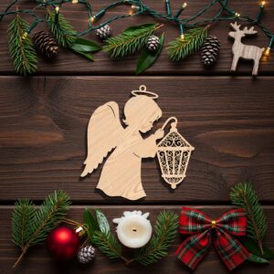 Christmas Angel Ornament Laser File, Holiday Silhouette Design