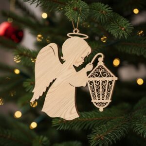 Christmas Angel Ornament Laser File, Holiday Silhouette Design
