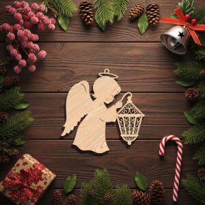 Christmas Angel Ornament Laser File, Holiday Silhouette Design