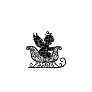 Christmas Angel Ornament Laser File, Sleigh Design, Holiday