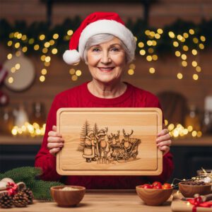 Christmas Charcuterie Board Laser Engraving File, Reindeer Santa