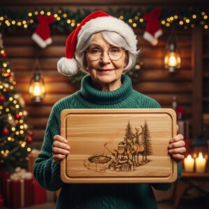 Christmas Charcuterie Board Laser Engraving File, Santa Reindeer
