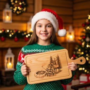 Christmas Charcuterie Board Laser Engraving File, Santa Reindeer